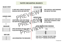 Load image into Gallery viewer, Note Reading For Strings: Note Reading, Rhythmic Values and Music Theory Charts