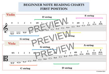 Load image into Gallery viewer, Note Reading For Strings: Note Reading, Rhythmic Values and Music Theory Charts
