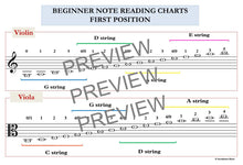 Load image into Gallery viewer, Note Reading For Strings: Note Reading, Rhythmic Values and Music Theory Charts